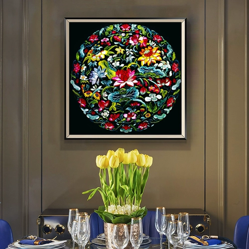 Вышивка крестиком лотоса, серия цветов, вышивка нитками, новая полная вышивка, маленький круглый кулон, маленький свежий натуральный стиль, маленький