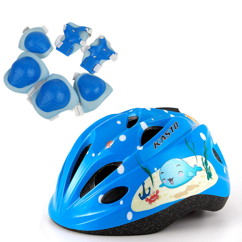 Children's safety cute helmet sports skating children roller skating men and women leave ice summer protective gear seven-piece cycling