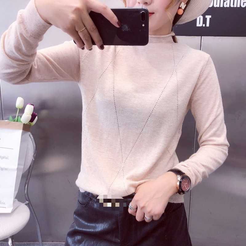 Châu Âu thu đông 2018 mới đầu thu thời trang cổ cao chạm đáy áo thun áo len nữ rộng rãi áo len hoang dã áo khoác len cho phụ nữ trung niên