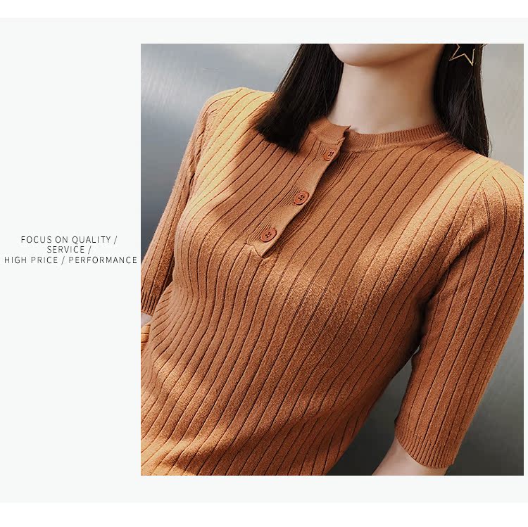 Phụ nữ ga châu Âu mùa thu 2018 hàng mới châu Âu trong tay áo len nữ mỏng Phần áo thun mỏng áo thun đáy thủy triều áo kiểu nữ hàn quốc cao cấp