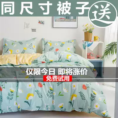 Bedding quilt cover four-piece cotton cotton spring and summer nude sleeping girl heart princess style dormitory three-piece bed set