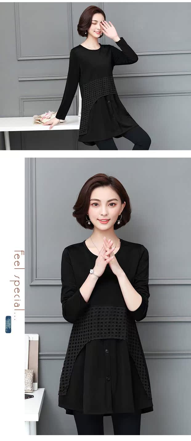 Thu đông mới sản phẩm nữ size lớn phiên bản Hàn Quốc của người béo mm rộng mỏng cộng với áo nhung dày trong chiếc áo dài chạm đáy áo dài yếm váy