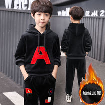 Boy suit Autumn winter clothing 5-12 years old Child handsome tide Two sets boys Double Face Suede Thickened Autumn Clothing