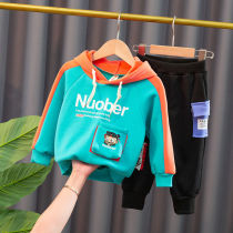 Male and female childrens autumn winter 3 Children plus suede suit boy Coloured Two sets of male baby thickened pants winter necropolis