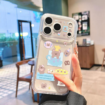 Polka Dot Teacup Bear Space Soft Phone Case for iPhone 17 Pro Max 16 15 14 13 Pro
