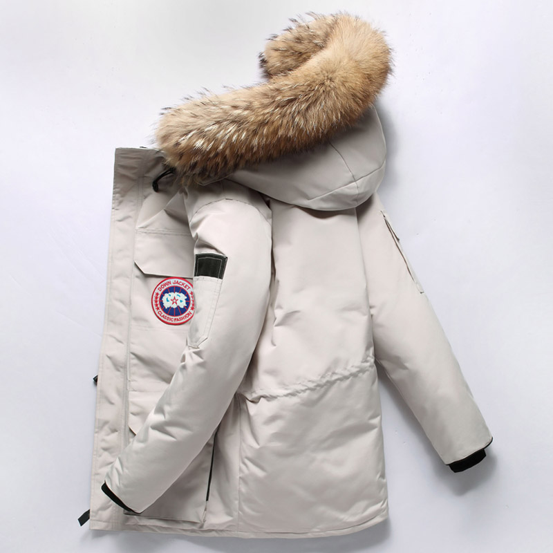 Anti-season down clothes Men's short section Thickened Winter New Big Woolen Collar Couples Tooling Tide Goose Warm Ski Suit Jacket