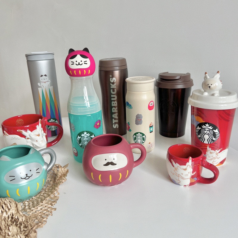 Japan Starbucks Sakura Dragon Year Limited Edition Glass Cup Coffee Cup Mug Stainless Steel Insulated Straw Cup