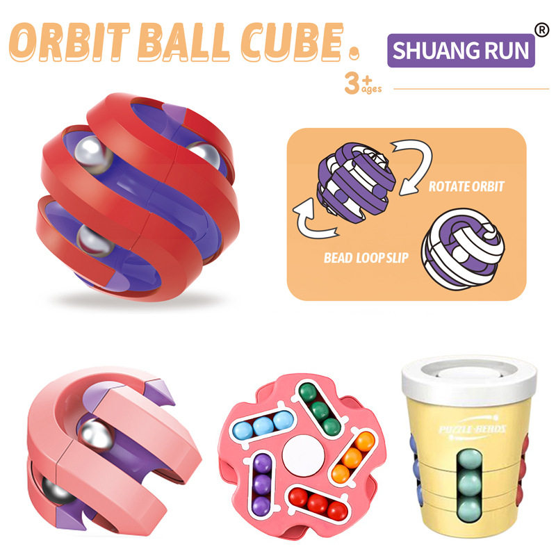 Transfer Beads Tops Creative Gift Decompression Finger Pinball Rail Magic Cube Cross Border Puzzle decompression Double face conversion toy