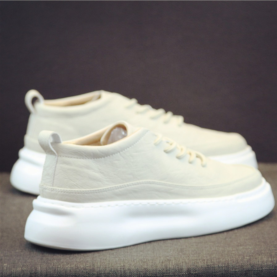 Men's shoes autumn heightening small white shoes Korean version all-match casual leather shoes plus velvet warm cotton shoes men's trendy shoes winter sneakers