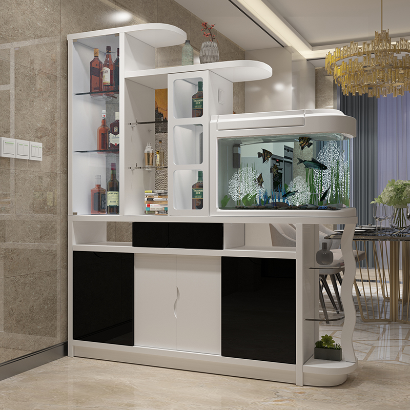Modern European-style partition porch cabinet with fish tank, hall cabinet, hall cabinet, wine cabinet, double-sided shoe cabinet, decorative screen cabinet