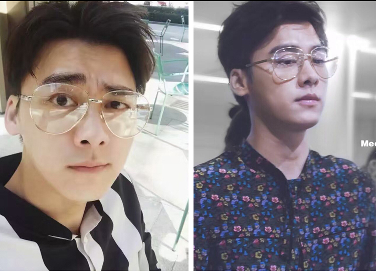 Wu Yifan Li Yifeng Song Yi với gương ếch kim loại bảo vệ bức xạ ánh sáng phẳng nam nữ mặt kính gọng tròn kính mắt mèo