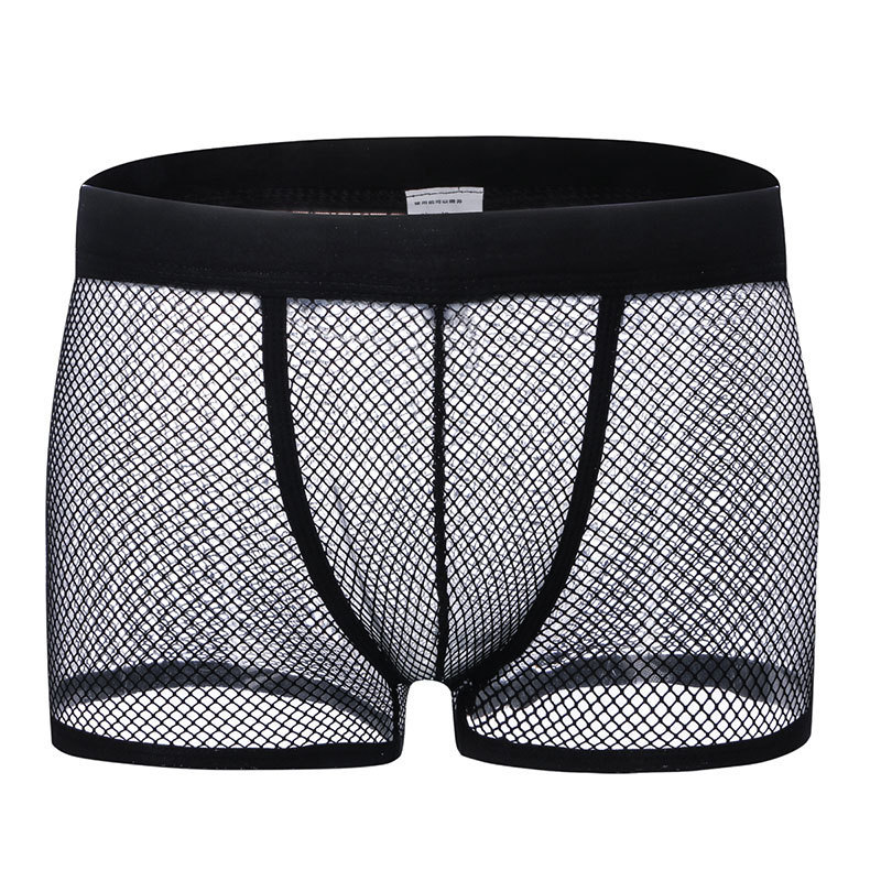  Men's Breathable Boxer Briefs, Summer Breathable Trendy Ultra-Thin Style, Unique Mesh Transparent Four-Corner Design