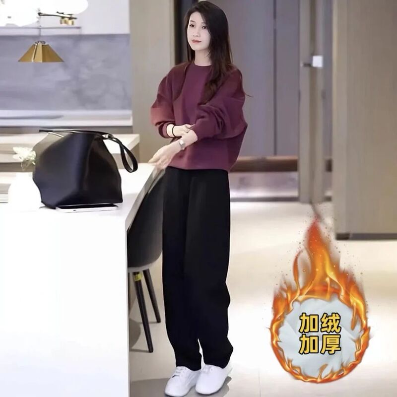 Autumn and Winter Women's Casual Suit 2025 New Pure Cotton Loose Sweatshirt Sports Suit Women's Home Wear Two-Piece Set Autumn and Winter Women's Casual Suit 2025 New Pure Cotton Loose Sweatshirt Sports Suit Women's Home Wear Two-Piece Set
