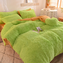 Winter thickened with warm water mink beds 4 pieces of set clouds mink suede naked sleeping quilt cover bifacial coral suede fallé 4