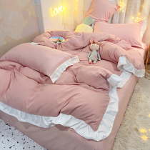 ins Han style winter thickened warm mill fur 4 pieces of young girl heart quilt princess wind bed linen bag 3 sets 4