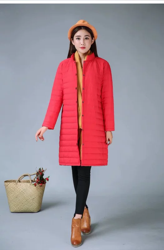 Fat mm mùa đông kiểu mới phần dài nhẹ xuống áo khoác cotton nữ rộng XL 200 kg áo cotton thời trang
