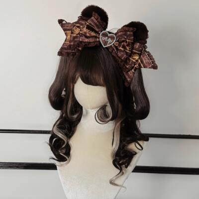 Alice girl Original New Style Lolita Bear Board KC Hat Sash Badge