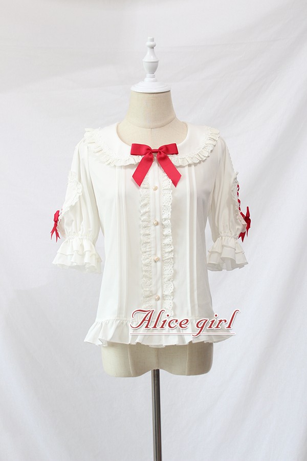 Alice cô gái mới ban đầu liti ren tình yêu dây đeo thắt nơ tráng miệng đầu bếp phù hợp với áo sơ mi áo sơ mi kẻ caro