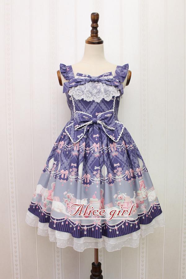 Alice cô gái Lolita mèo xử lý mới vương miện hạt ban đầu cúi dây đeo váy váy dài