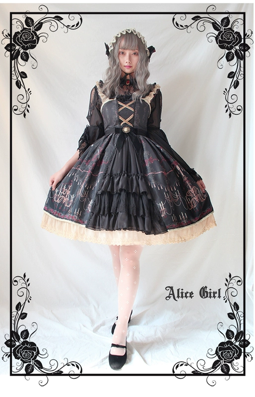 Alice cô gái gốc new Lolita chandelier xử lý ren xù bow jsk dây đeo ăn mặc đầm trung niên