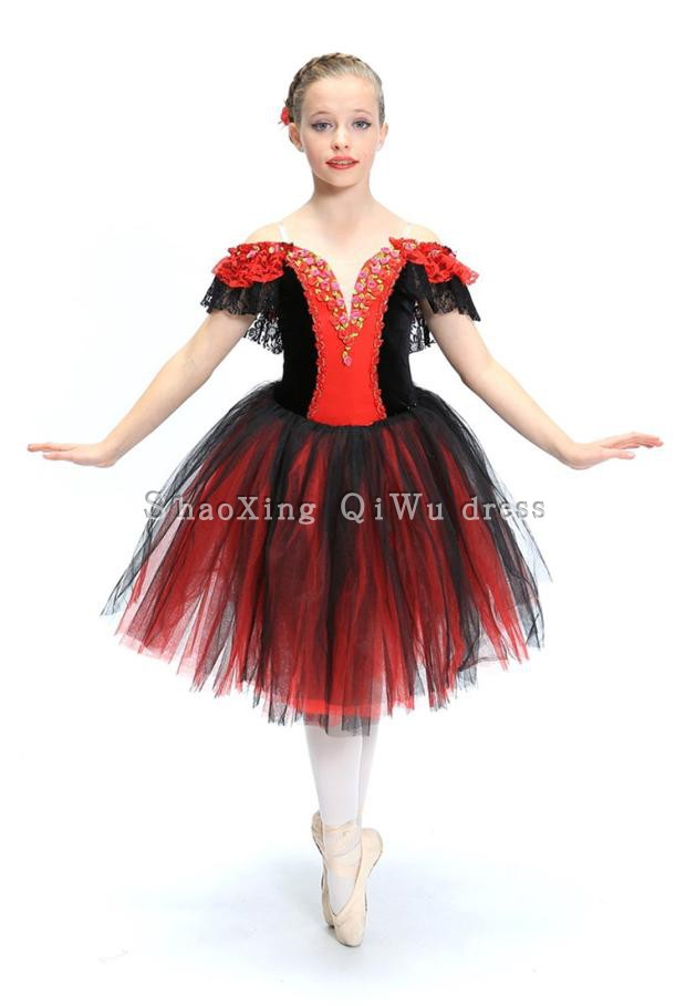 2019 foreign trade original single ballet Don Quixote performance costume adult children Spanish long gauze skirt