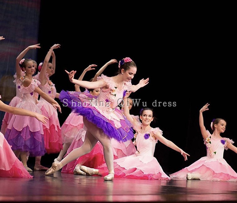 2018 new ballet competition costumes flower fairy tutu skirt