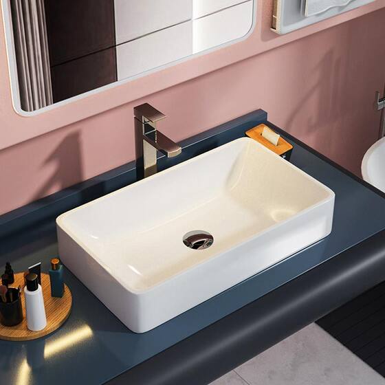 Countertop Basin Small Size Balcony Countertop Washbasin Square Ceramic Washbasin Single Basin Round Basin Household Basin