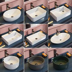 Countertop Basin Small Size Balcony Countertop Washbasin Square Ceramic Washbasin Single Basin Round Basin Household Basin