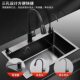 Double-Slot Converted to Single-Slot Black Nano Stainless Steel Thickened Kitchen Large Single-Slot Under-Counter Sink 304 Dishwashing Basin