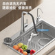 Sanhou S8 Single-Slot Embossed 304 Stainless Steel Kitchen Sink, Extra Thick Vegetable Washing Basin, Integrated Dishwashing Sink with Drain