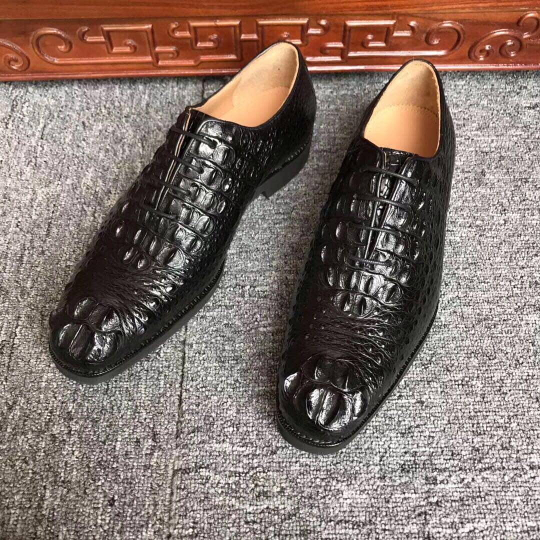 Thai crocodile skin men shoes autumn and winter fur business dress handmade men shoe wave wheel thick sole wear high-end shoes