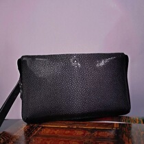 Indonesian pearl fish leather handbag with bag mens large capacity genuine leather fashion clips for business fire and abrasion resistant zipper coded lock