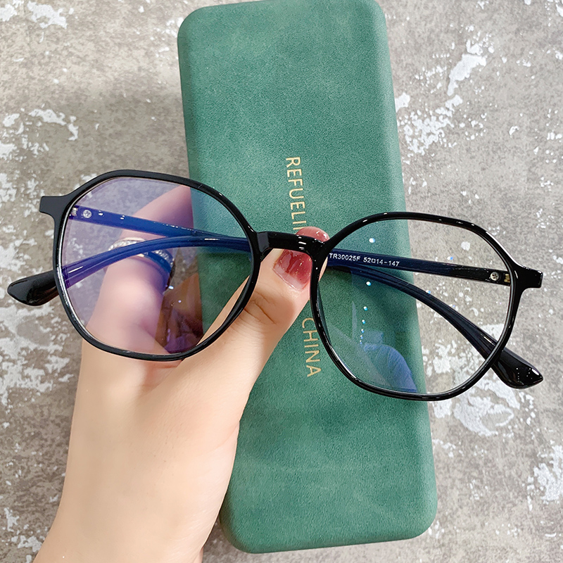 Polygon glasses myopia female Han edition anti-radiation anti-blue eye frame black frame flat-glass male