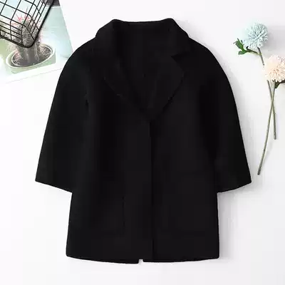 Boys' cashmere coat Children Baby double woolen coat 2021 medium long version woolen coat suit suit tide