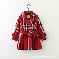 2020 girls autumn and winter plaid trench coat baby child coat Korean version Lady Fan Yinglong top