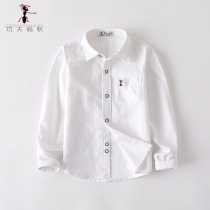 Boy white shirt cotton boy spring and autumn student school uniform big children long sleeve white shirt top long sleeve