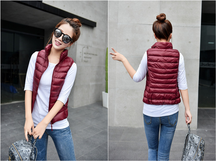 Áo vest nhẹ xuống vest nữ ngắn cộng với phân bón XL siêu nhẹ siêu mỏng xuống áo khoác mẹ mùa đông các kiểu áo vest nữ hàn quốc