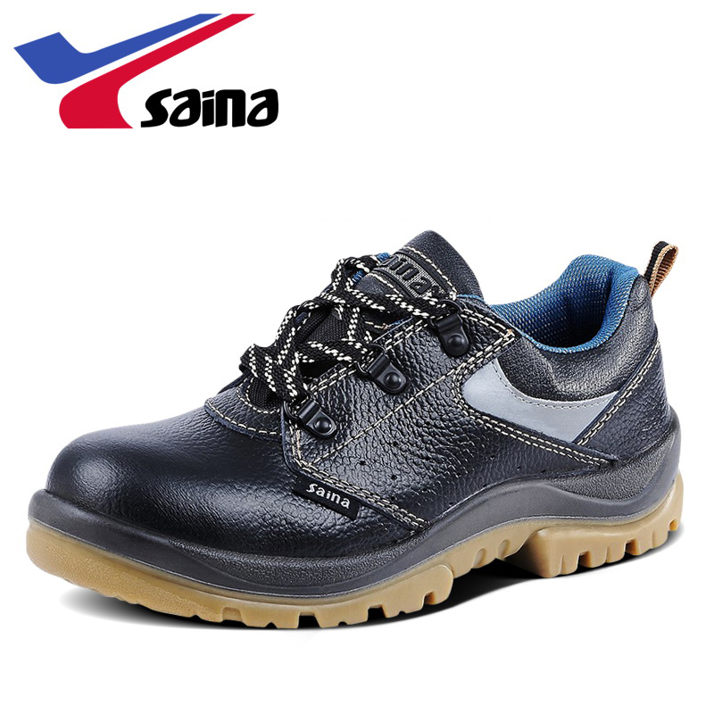 Senna labor insurance shoes men's steel toe cap anti-smashing anti-puncture work leather surface anti-static safety Senna beef tendon bottom ESD