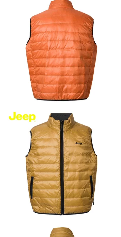 Xe jeep nam chất lượng thu đông phong cách mới xuống vest vest cỡ lớn đứng cổ áo vịt trắng xuống JW14WV801 Jeep - Áo vest cotton