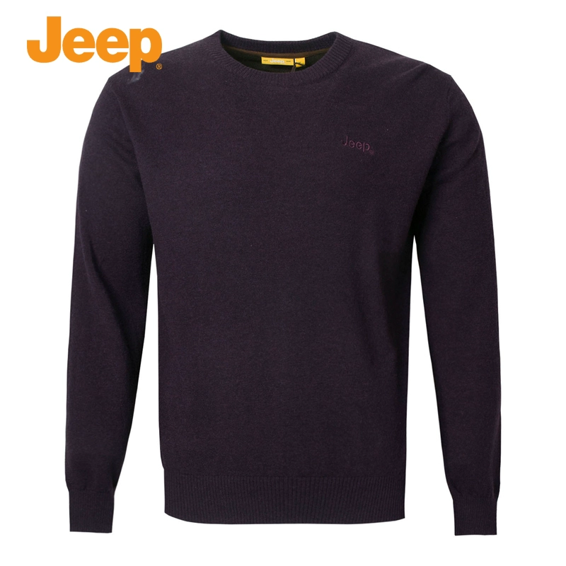 Xe jeep nam cổ tròn đơn giản lụa tơ tằm và cashmere len dệt kim len cho mùa thu và mùa đông jeep nam trung niên mới - Hàng dệt kim