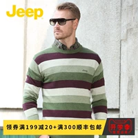 JEEP Jeep Men cardigan 100% Len cổ tròn Mùa đông Mới Kích thước lớn Trung niên đan áo len - Áo len áo thun unisex