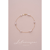 The Moon is Haiqing sound clear mirror light 18K gold mirror shining beads bare bead bracelet pearl bracelet