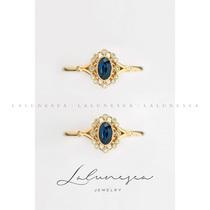 The Moon is the sea · reflection of the stars Royal Blue Treasure 18K gold elegant high-end niche retro light luxury diamond ring
