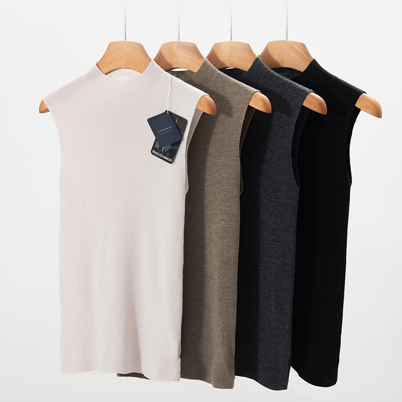 Counter-Version~Machine Washable Yangzi Yarn Seamless Fine-Spun Wool Half-Turtleneck Vest Slim-Fit Base Layer Sleeveless Top Counter-Version~Machine Washable Yangzi Yarn Seamless Fine-Spun Wool Half-Turtleneck Vest Slim-Fit Base Layer Sleeveless Top