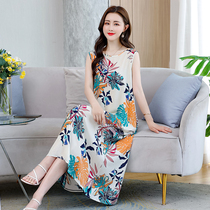 Sleeping Skirt Woman summer 2022 New pure cotton silk dress with long summer slim large size pyjamas can be worn outside
