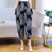 Medium Aged Pure Cotton Silk Light Cage Pants Women Summer 2022 New Thin Models Ethnic Wind Mom Pants Big Code 90% Pants