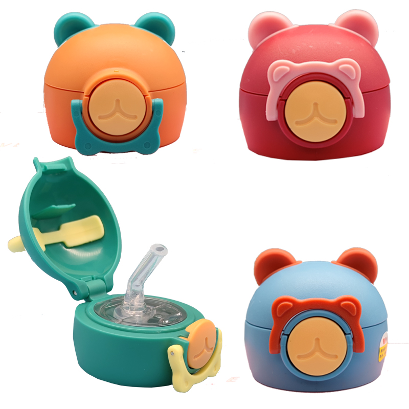 Hitay Bear Head Cup Original Suction Cover Bear Ear Leak Proof Cup Cover Accessories Children's Kettle Water Cup Lid Same Universal