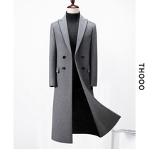 Wool coat Mens windbreaker extended wool coat Autumn and winter business casual double breasted coat