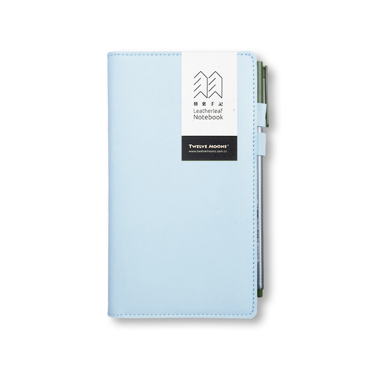 TWELVE MOONS SMALL PLUMS HAND REMEMBER GENUINE LEATHER JACKET PASSPORT JACKET NOTEBOOK JACKET-LIGHT BLUE