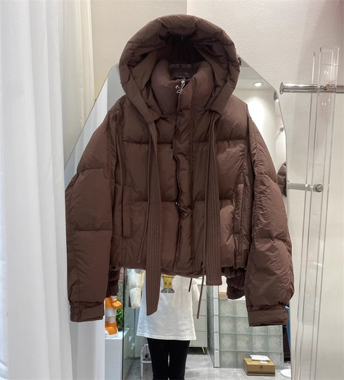 Short down jacket for women winter thickened 2026 new fashion small white duck down hooded bread jacket